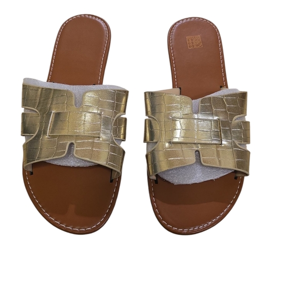 Womens Gold Flats Flip Flops Size 12 - Picture 6 of 8